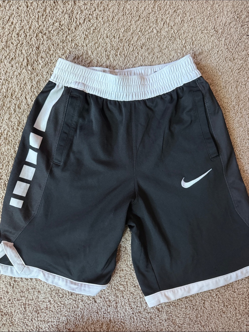 Nike Black and White Basketball Shorts with Swoosh